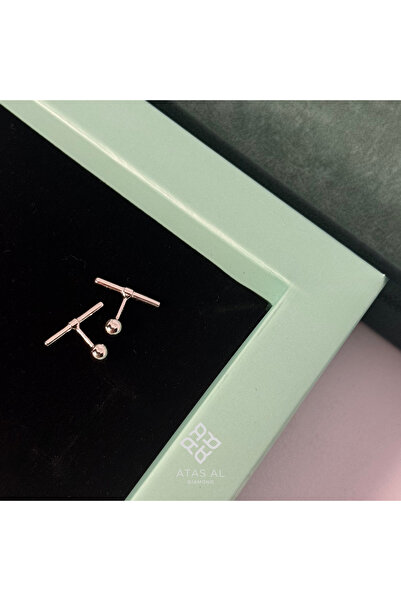 Atas Al Diamond Tragus Helix Conch Piercing Küpe 925 Ayar Gümüş