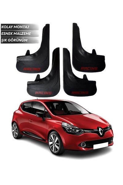 SONİKON LİNE Renault Clio 4 Compatible Racing Written 4-Piece Mudguard Mudguard Dust Cover Modified