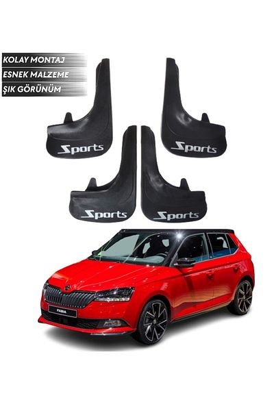 SONİKON LİNE Skoda Fabia Compatible Sports Written 4-Piece Fender Mudguard Dust Cover Modified
