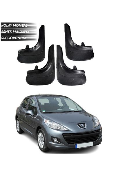 SONİKON LİNE Peugeot 207 Compatible Racing Written 4-Piece Dust Cover Mudguard Mudguard Modified