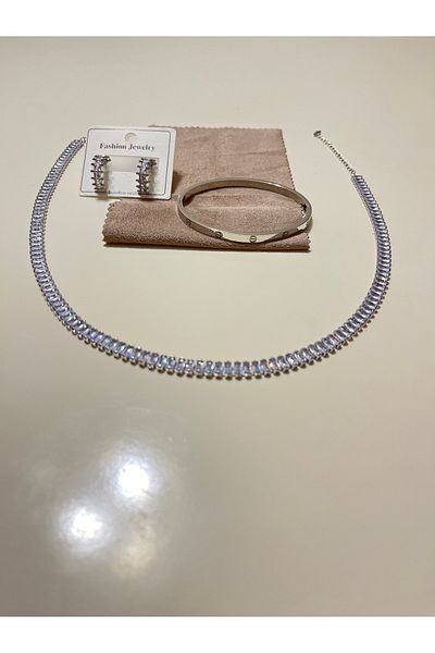 mini cadde Stainless Steel Jewelry Set Necklace Earrings and Bracelet