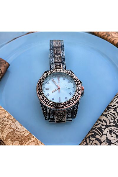 MR Vintage Stylish Copper Color Detail Embroidered Men's Watch