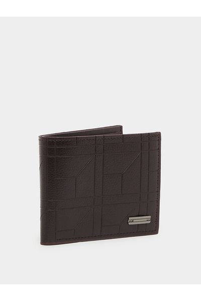 Styli Brown Self Design Quilted Wallet