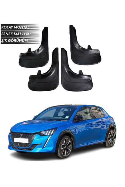 SONİKON LİNE 4-Piece Mudguard Mudflap Dust Cover Compatible with Peugeot 208 All Cases Modified