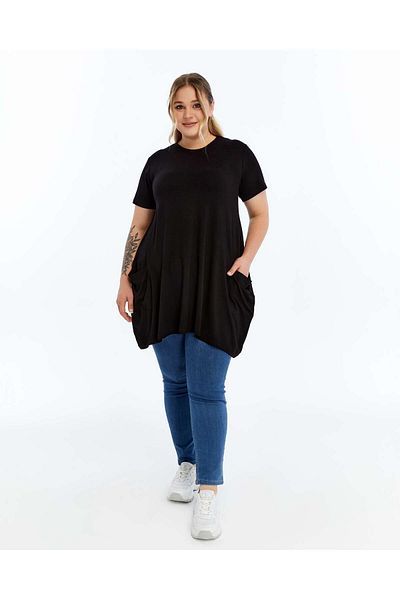 THE CABIN Women's Large Size Patterned Pocket Tunic