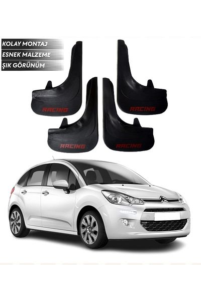 SONİKON LİNE Citroen C3 2011-2015 Compatible Racing Written 4-Piece Mudguard Mudguard Dust Cover Modified