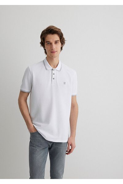 Mavi Weißes Polo-T-Shirt - Kragendetail, Slim Fit, Slim Fit064164-27879