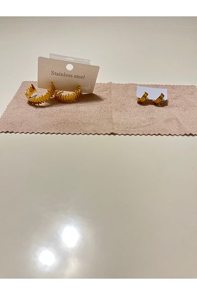mini cadde Stainless Steel Jewelry Set Earrings and Bangle