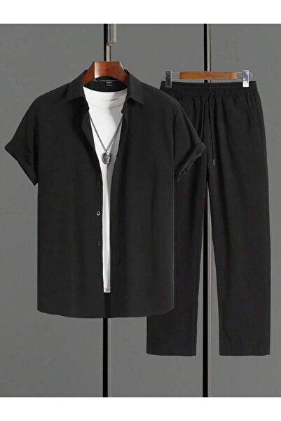 tetramoda Bürümcük Fabric Summer Lycra Short Sleeve Shirt Pants Set