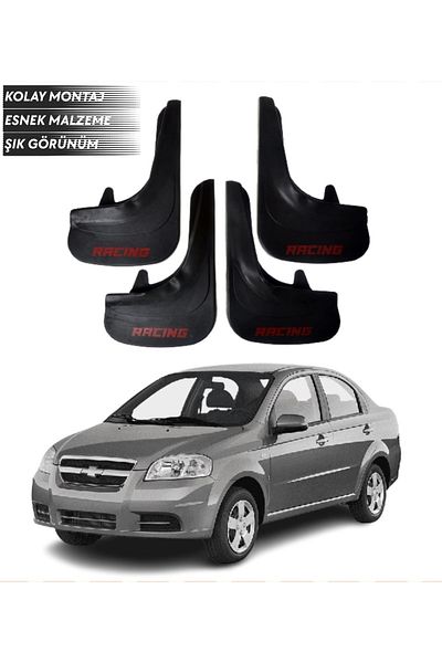 SONİKON LİNE Chevrolet Aveo Sedan 2005-2011 Compatible Racing Written 4-Piece Mudguard Mudflap Dust Cover Modified