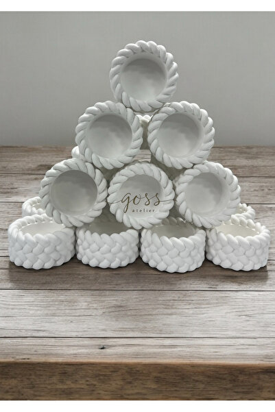 El Yapımı Örgü Model Beton Mumluk – 20 Adet Mini Kase Hediyelik (NİŞAN, KINA, DÜĞÜN)