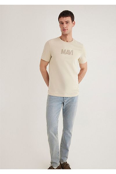 Mavi Τυπωμένο λογότυπο Μπεζ T-Shirt Slim Fit / Slim Fit 066846-70322