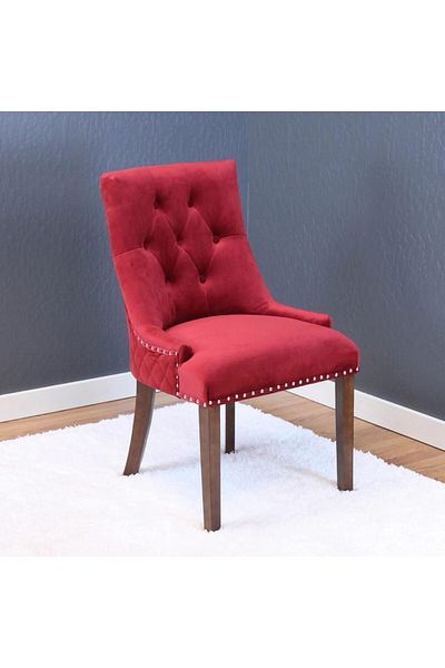 House One Side Chair| swedish wood and Velvet - Red - 100x51x62 cm