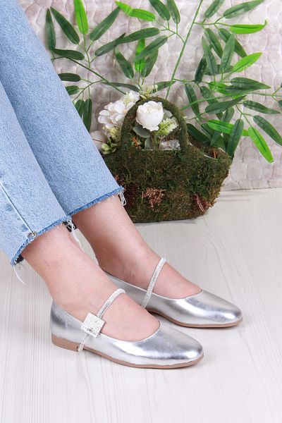 fort 01-625 Soft Stone Buckle Detailed Comfortable Women's Ballerinas