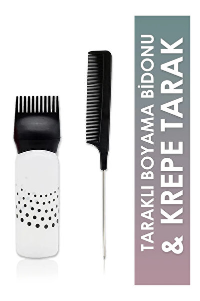 MAQYA KOZMETİK Metal Krepe Tarağı ve Taraklı Saç Boyama Şişesi Saç Bakım Yağı...