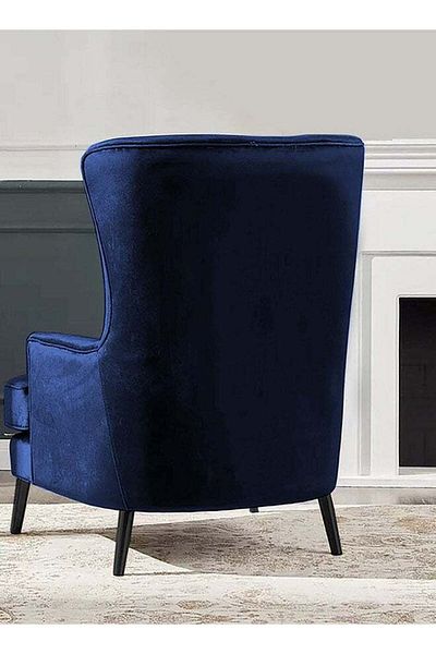 House One Velvet Royal Chair with Wingback and Arms