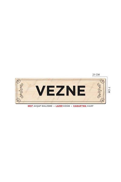 Posterya At01010 - Vezne Laser Cut Embossed Letter Mdf Wood Routing Sign (21×7cm)