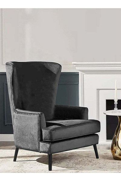 House One Velvet Royal Chair with Wingback and Arms