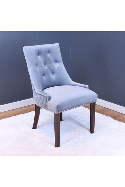 House One Side Chair| swedish wood and Velvet - Light Blue - 100x51x62 cm