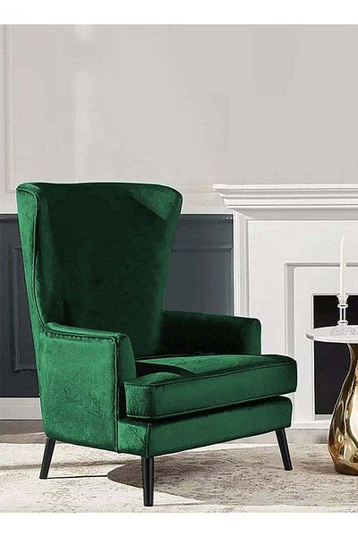 House One Velvet Royal Chair with Wingback and Arms