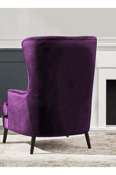 House One Velvet Royal Chair with Wingback and Arms