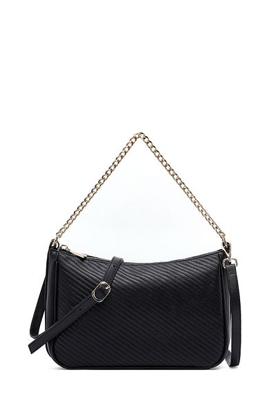 Derimod Women's Black Long Strap Quilted Crossbody Bag 25Sbd2022Kp