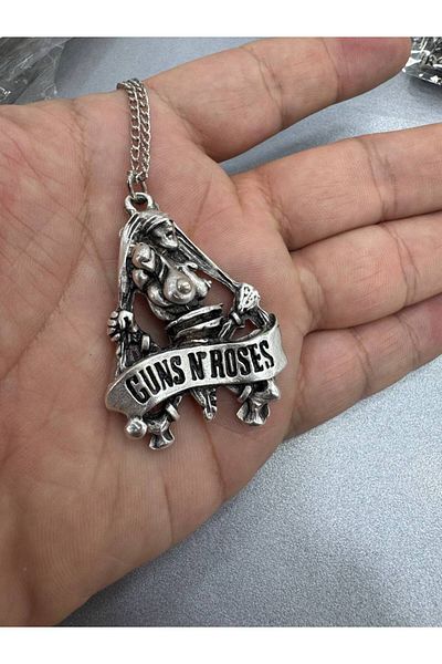 Herşey Nota Guns N' Roses Rock Metal Band Themed Chain Necklace – 60 cm Unisex Jewelry