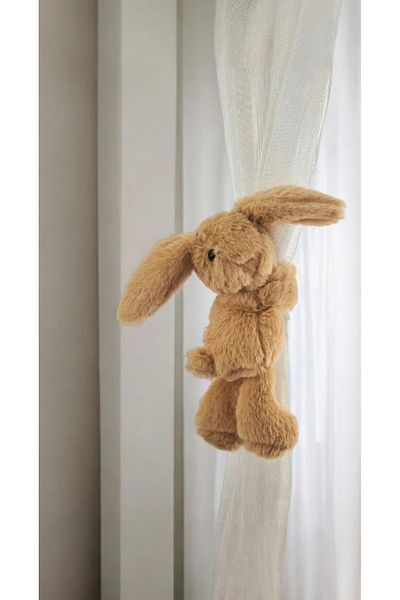Littleandmoreofficial Embracing Hugging Plush Rabbit Bracelet Baby Kids Room Curtain Room Decor - Camel