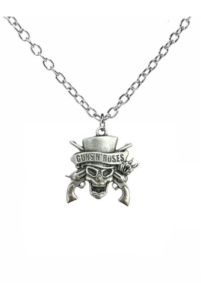 Herşey Nota Guns N' Roses Silver Color Plain Chain Necklace – 60 cm Unisex Rock Jewelry