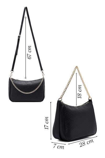 Derimod Women's Black Long Strap Quilted Crossbody Bag 25Sbd2022Kp