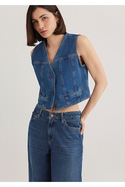 Mavi Merlin All Blue - Vestă de jean albastru închis, croială pe corp 1110265 -85670