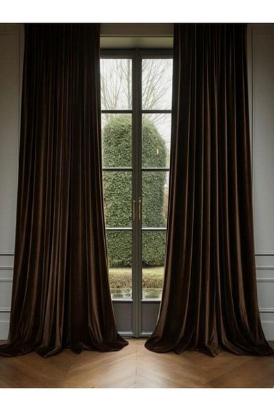 Karasi Yiğit Curtain Brown Color Extrafor Gathered Blackaut (PATTERN) Background Curtain