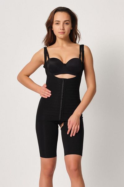 emosavm Black Emay 2915 Vest with Agraft, Karyoka Supported Length Corset