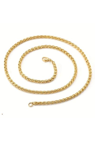 Tasarım Steel Necklace Auger Chain Model 0.4 mm Thickness 55 cm Length Gold Yellow (Gold)