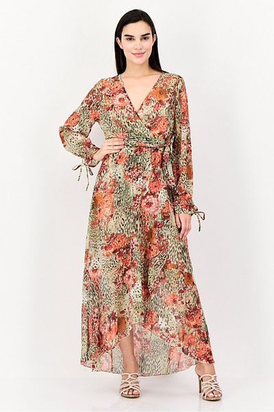 Kendall + Kylie Women Floral Print Belted Maxi Dress, Multicolor