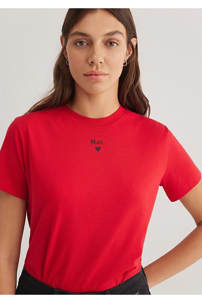 Mavi Logo Printed Red T-Shirt Semi Slim Fit / Semi Slim Fit 1601185 -82054
