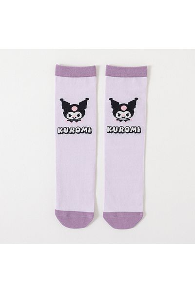 Miniso B Girls Cute Sanrioed Kuromi Purple Knee Long Socks Kawaii Cartoon Anime Kuromi Children Toddler Mi.