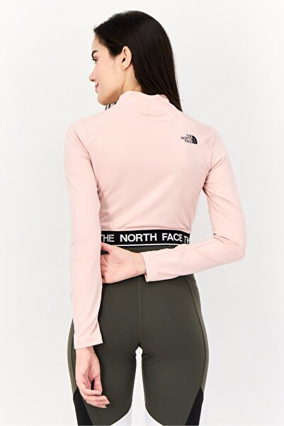 THE NORTH FACE Women Sportswear Fit Long Sleeve Training Crop Top, Peach Pink