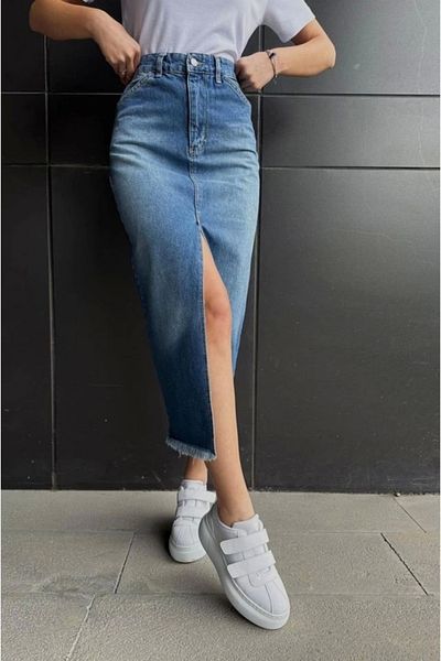 Silerra avi Fusta din denim cu fantă