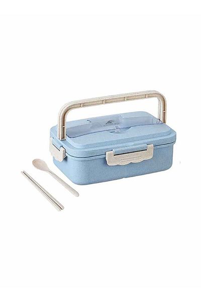 HALAMODO Wheat Straw Microwave Spill-proof Lunch Box ,Blue- 21x13x7 inch Blue 21x13x7inch