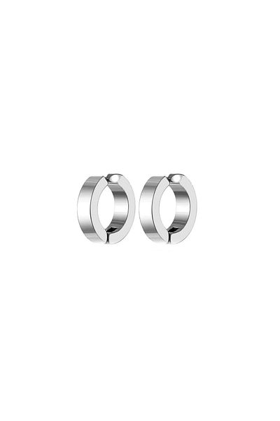maarketim Men's Earrings - 2 Pieces of Steel Clip Earrings Stainless Steel Silver Color Earrings