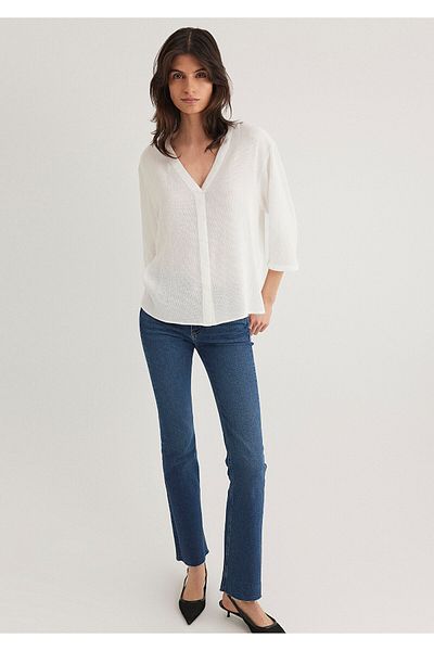 Mavi Off-White Bluse mit V-Ausschnitt1210798-70057