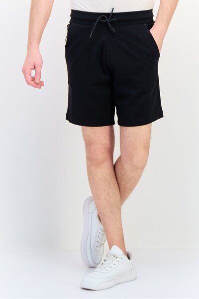 CELIO Men Drawstring Solid Basic Shorts, Black