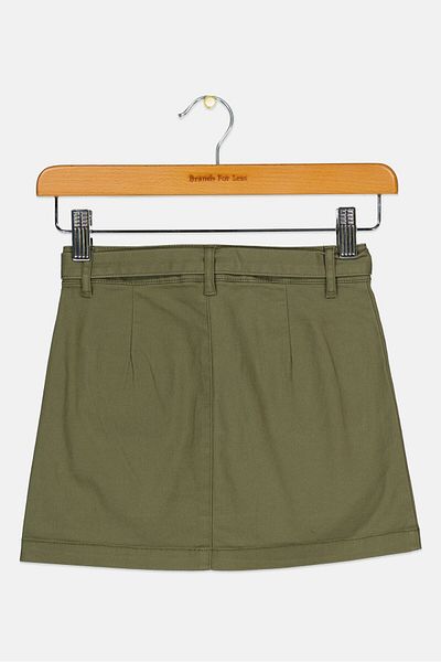 Tommy Hilfiger Kids Girl Solid Belted Mini Skirt, Olive