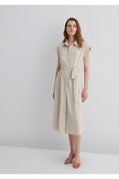 Mavi Rochie bej din amestec de in 1310510-82949
