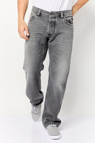 Diesel Men Straight Leg Washed Denim Jeans, Grey
