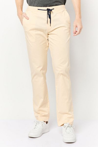 Tommy Hilfiger Men Stretch Fit Solid Straight Pants, Yellow