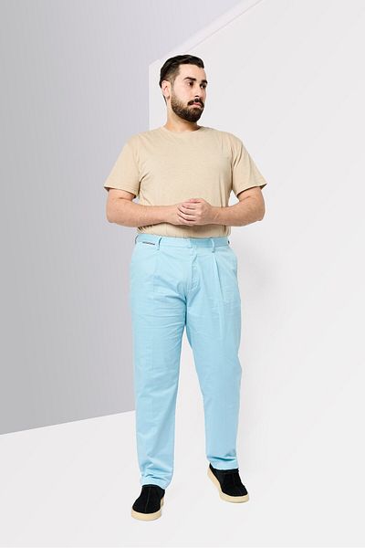 Tommy Hilfiger Men Tapered Fit Plain Chino Pants, Light Blue