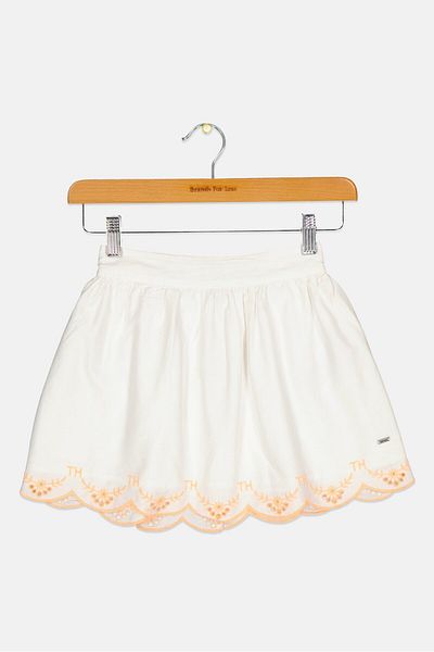 Tommy Hilfiger Kids Girl Brand Logo Skit, White