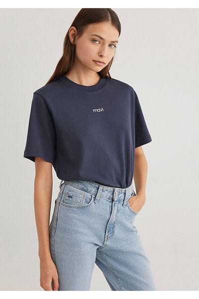 Mavi Tricou albastru bleumarin cu sigla imprimat 1612829 -85315